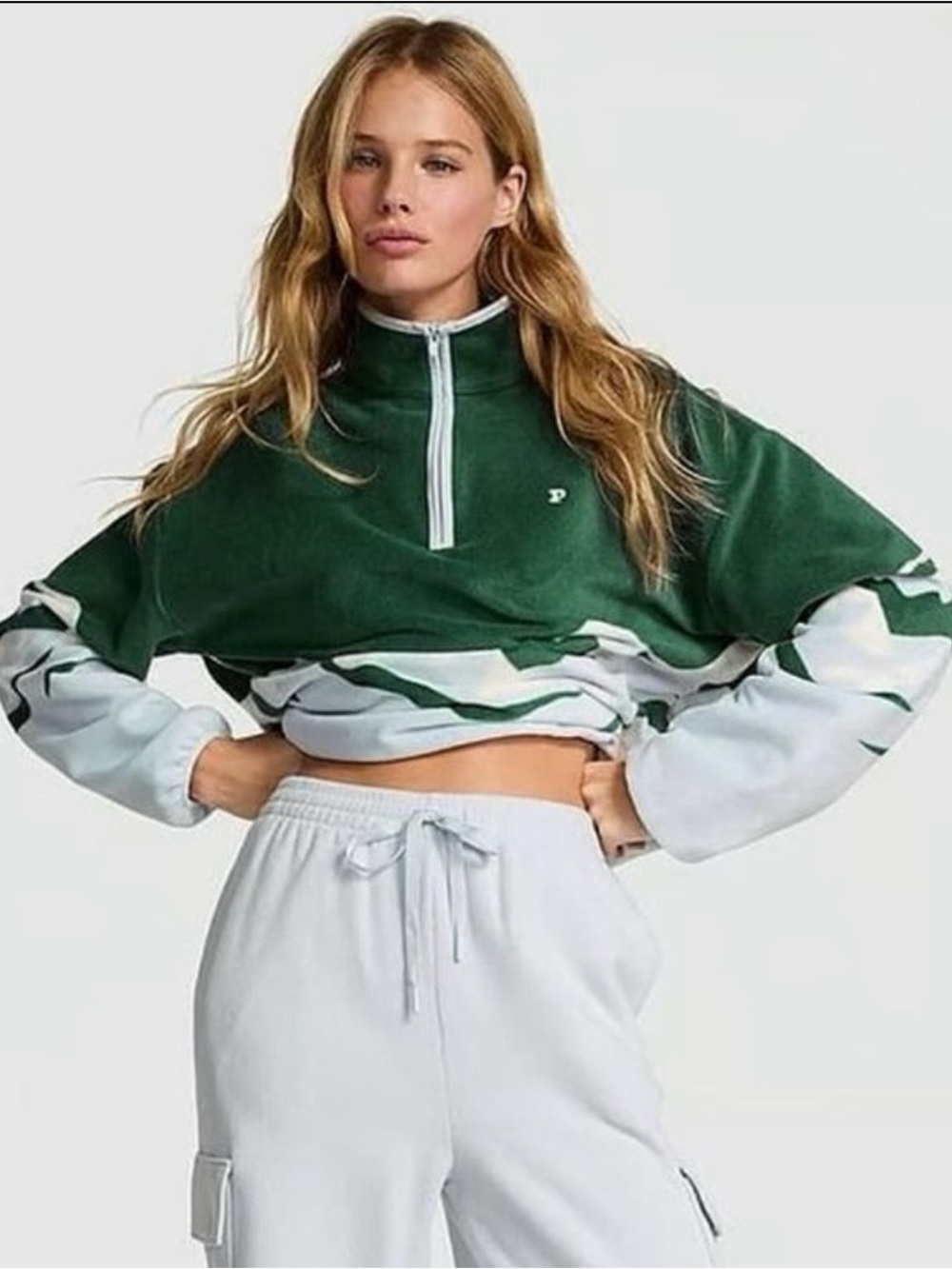 VS PINK Micro Fleece Half-Zip
Jacket in Aspen Deep Forest